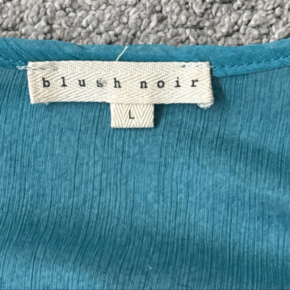 Blush Noir Boutique Women’s teal sequin California Bohemian Hippie Love Blouse L - Picture 9 of 12